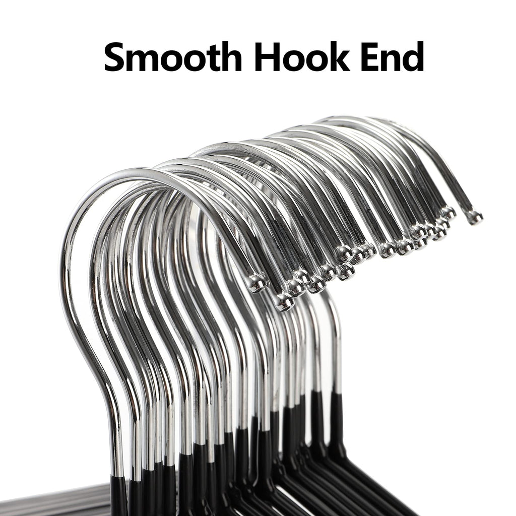 Tosnail 50 Pack 16-Inch Stainless Steel Wire Metal Hangers, Non-Slip Hanger, Space Saving Closet Clothes Hangers - Black