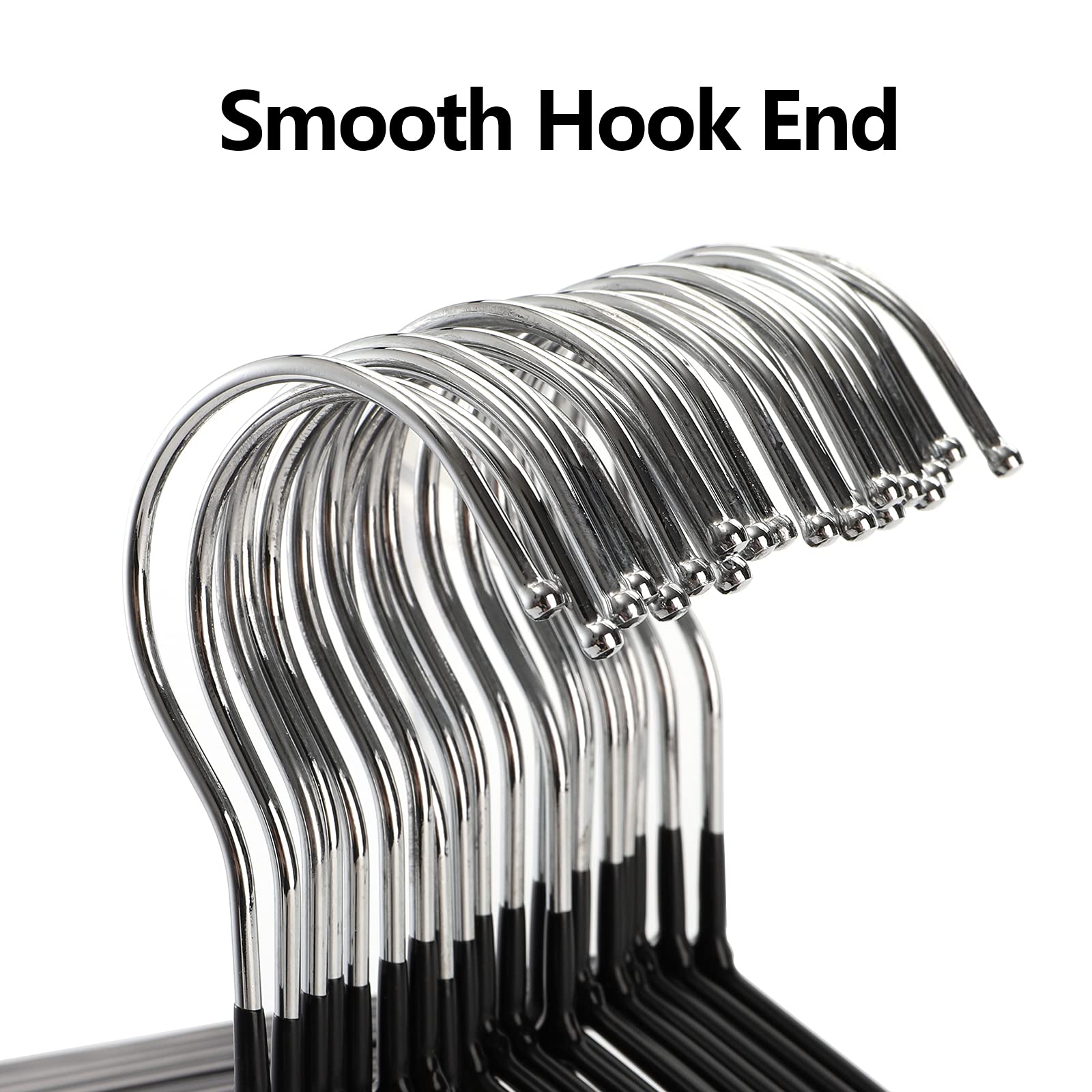 Tosnail 50 Pack 16-Inch Stainless Steel Wire Metal Hangers, Non-Slip Hanger, Space Saving Closet Clothes Hangers - Black