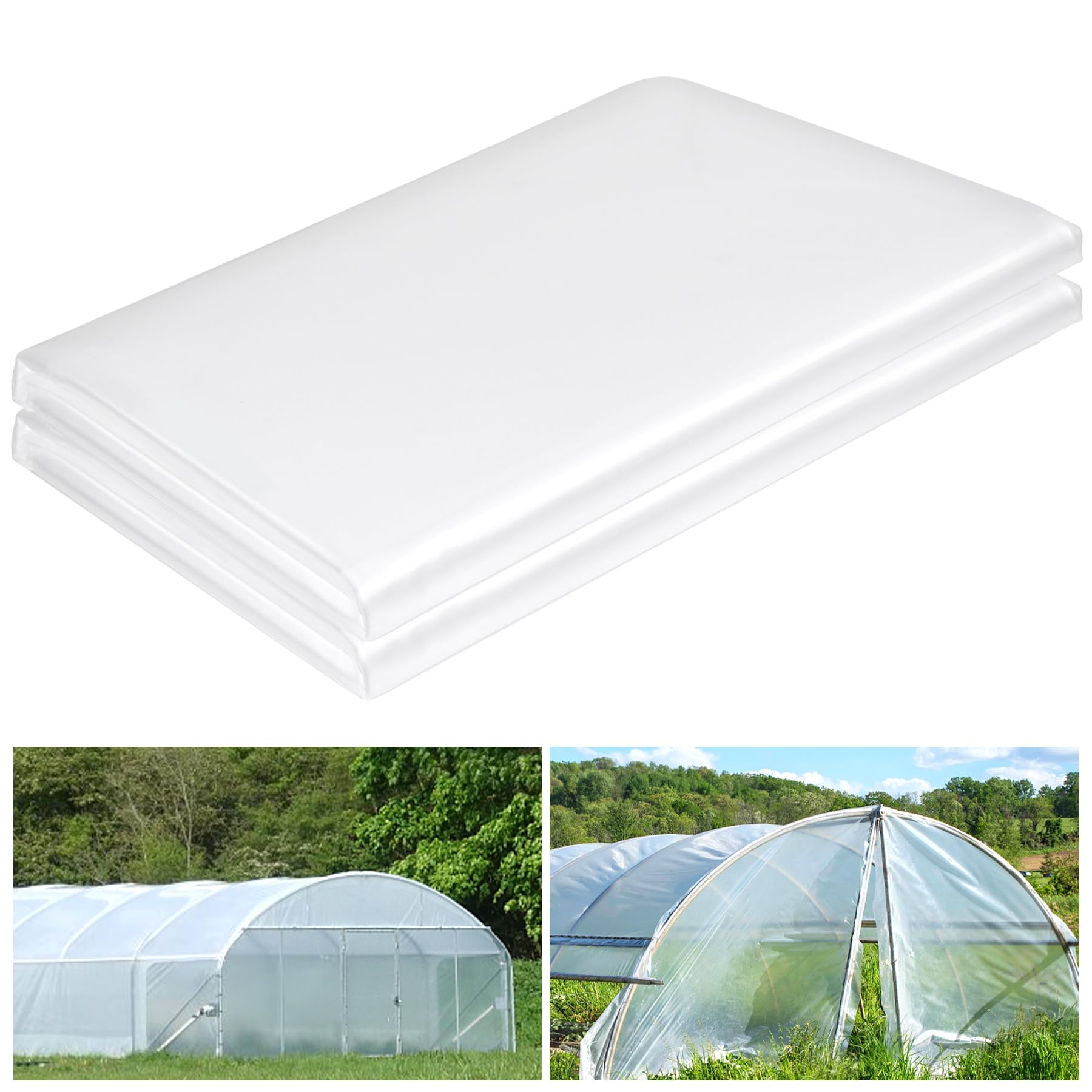 10 x 20 FT Clear Greenhouse Plastic Sheeting, 6 Mil Polyethylene Film Heavy Duty, Water Sun Frost Wind Dust Resistant Winter Hoop House Toughness Plastic Cover for Farming, Gardening, Agriculture,DIY
