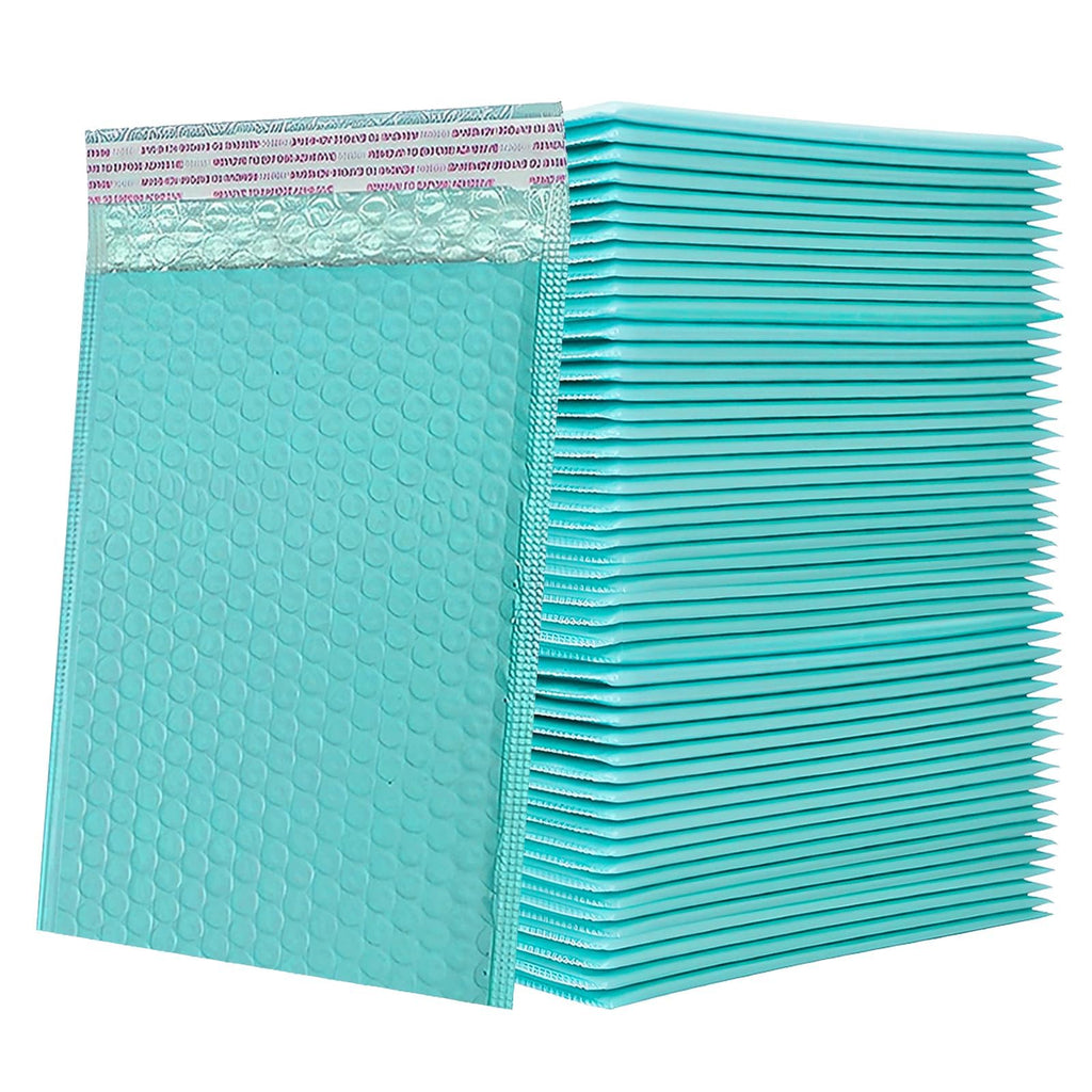 Bubble Mailers Waterproof 5 x 8 inches 50pcs Shipping Envelopes Multicolors Padded Envelopes Self Seal Adhesive (Teal, 5''x8'')