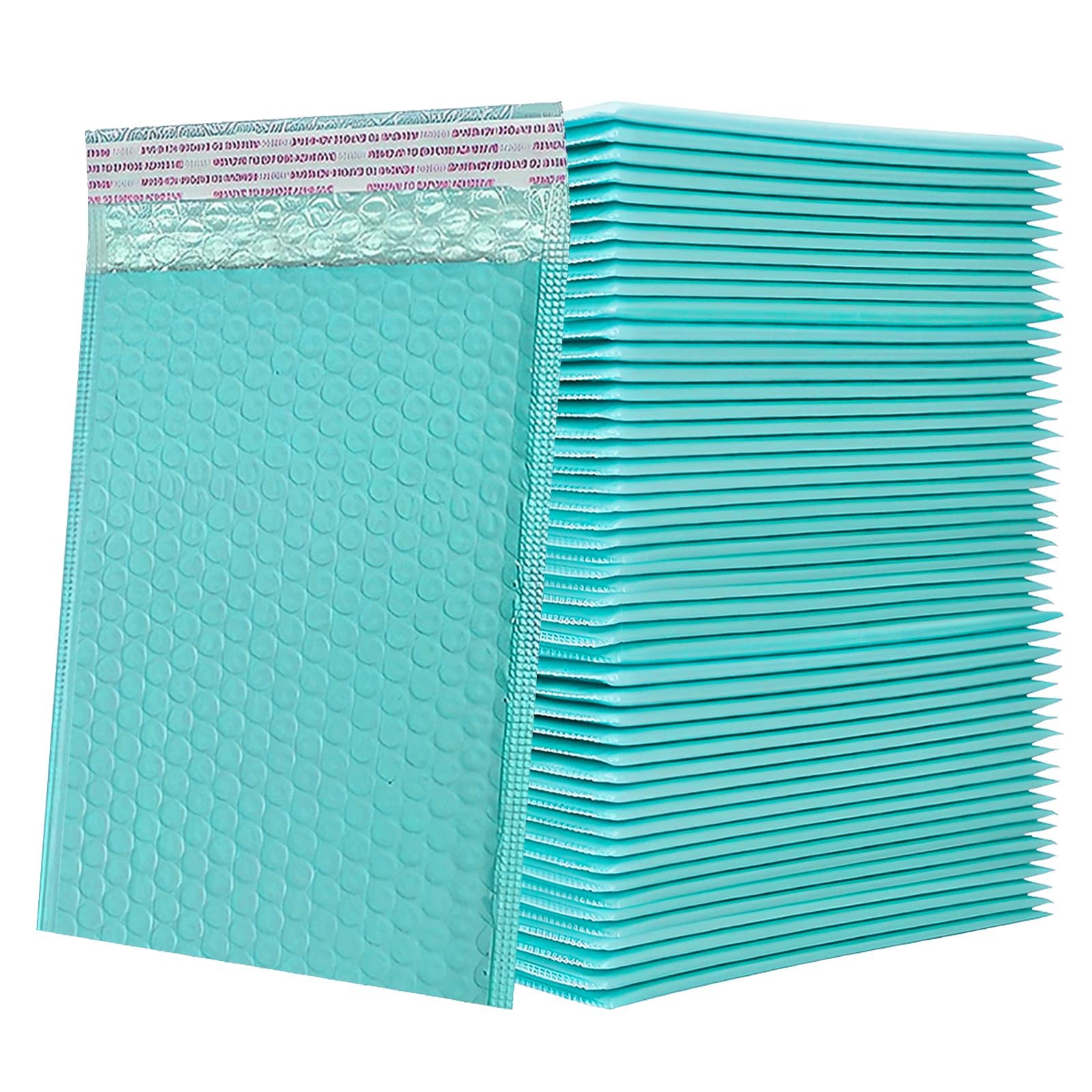 Bubble Mailers Waterproof 5 x 8 inches 50pcs Shipping Envelopes Multicolors Padded Envelopes Self Seal Adhesive (Teal, 5''x8'')