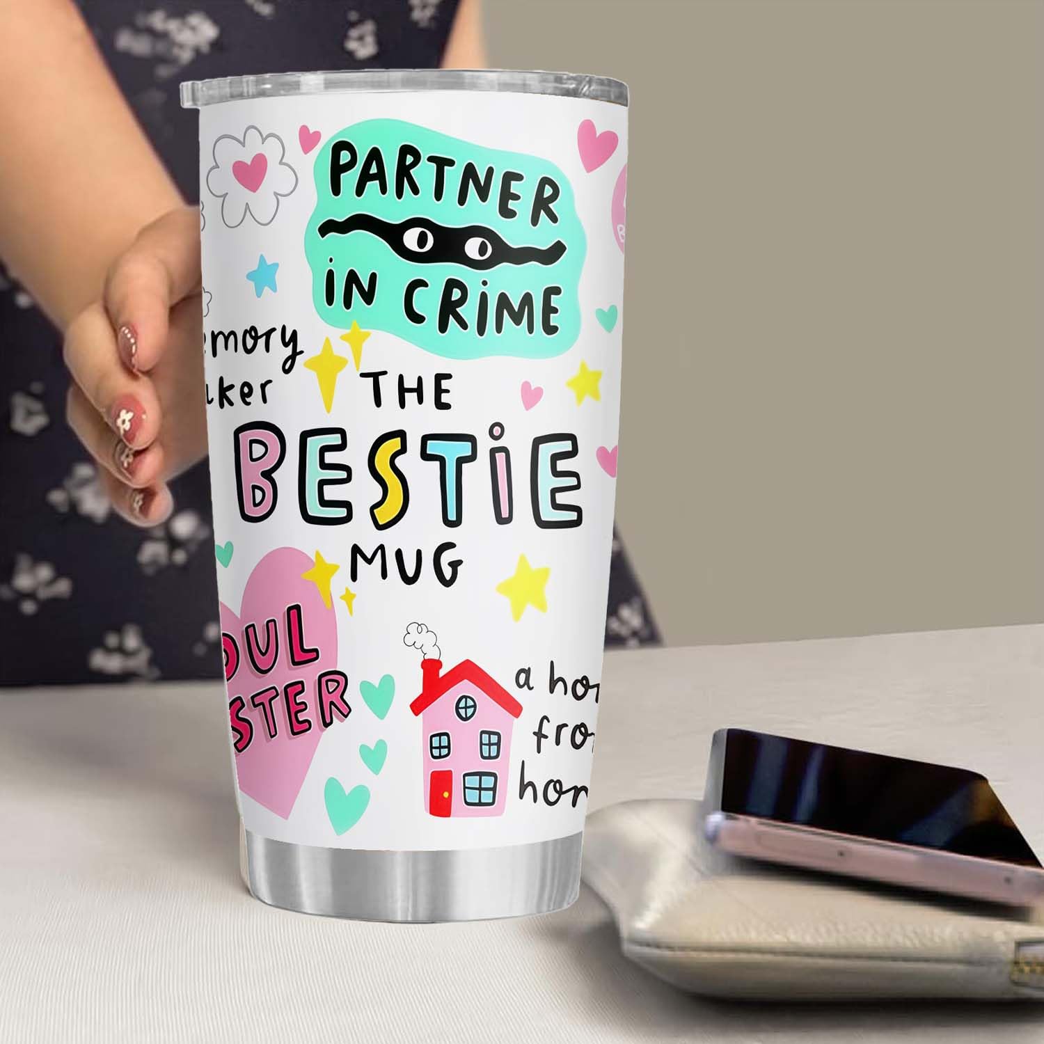 Bestie Gift for Women - 20oz The Bestie Tumbler - Friend Tumbler for Women - Christmas, Birthday, Friendship Gifts - Funny Best Friend Gift - Stainless Steel Insulated Mug