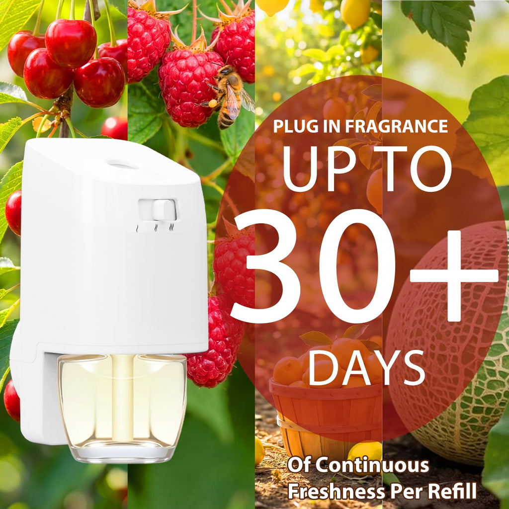 Plug In Air Freshener Refills, Black Cherry, Raspberry Berry, Citrus & Melon Cucumber Scent For Home, 12 Count Plug-In Fragrance Refill, Compatible with Air Wick & Glade, Not Include Glade Plus