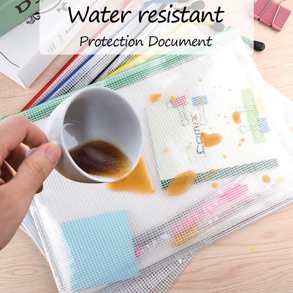 TUPARKA 21 Pcs A5 Zipper Wallet Bags Plastic Mesh Document Wallets for Cosmetics Office Supplies Accessories Mixed Colors