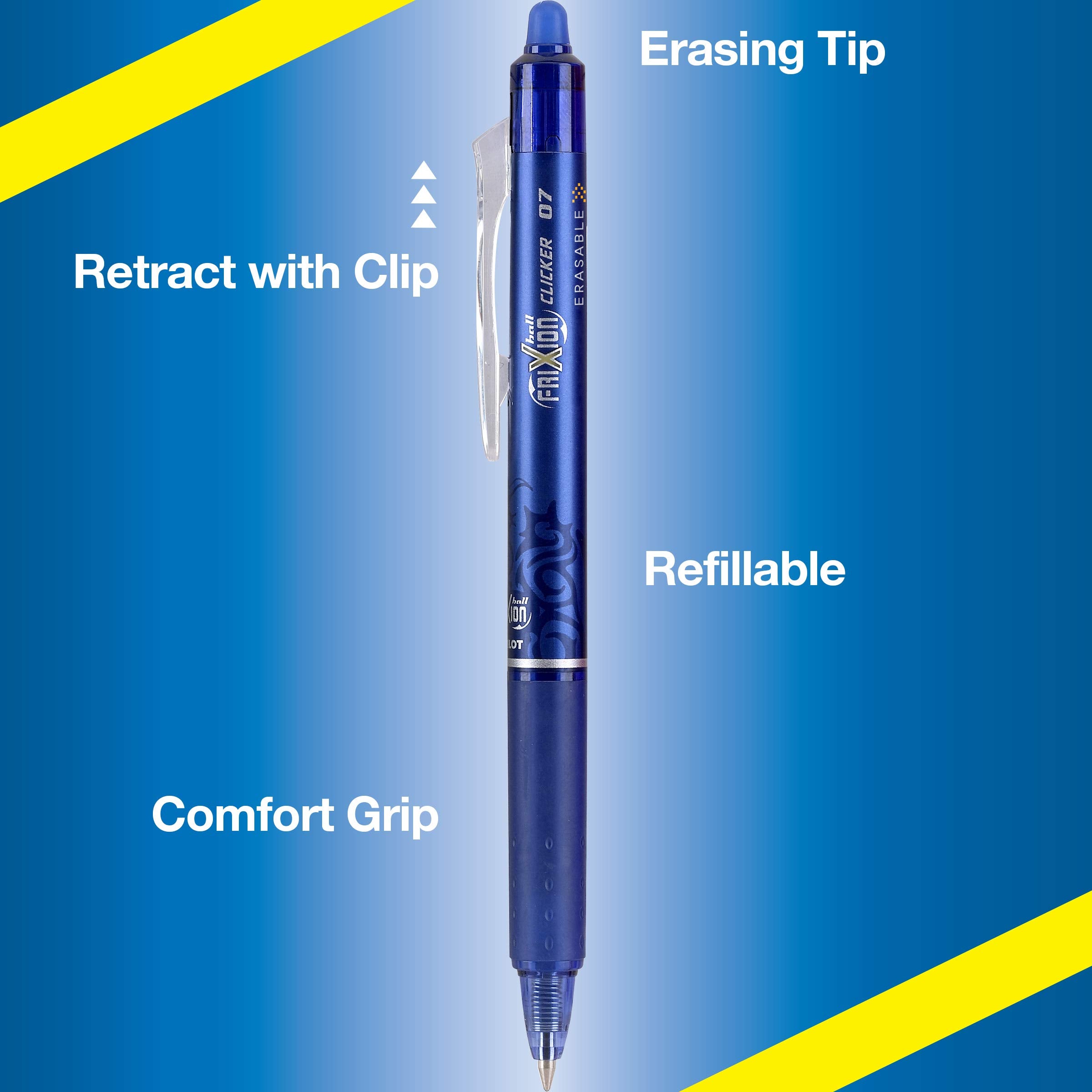 PILOT FriXion Clicker Erasable, Refillable & Retractable Gel Ink Pens, Fine Point, Assorted Color Inks, 10-Pack Pouch (11336)