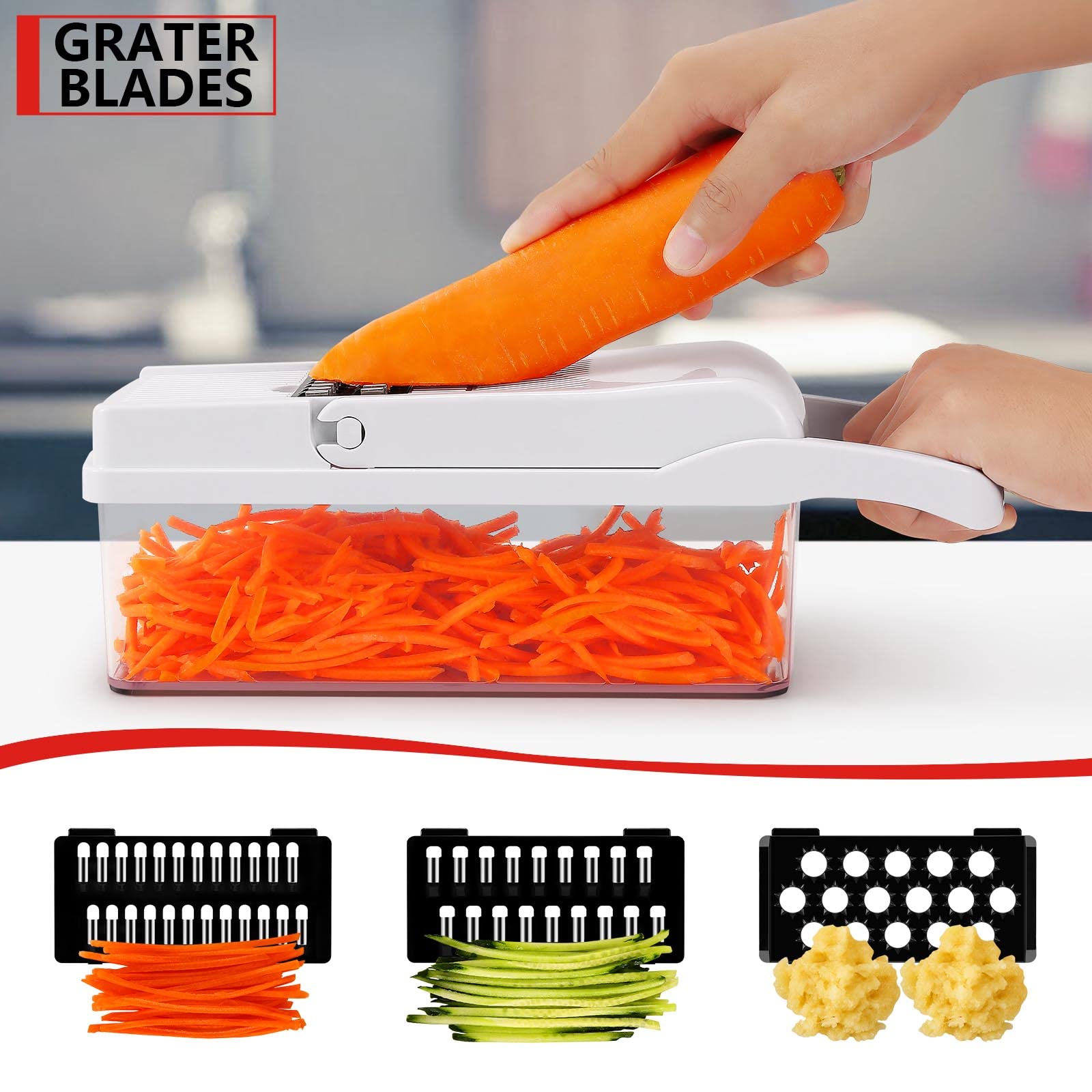 Professional Compact Vegetable Chopper, Veggie Chopper, Chopper Vegetable Cutter, Veggie Chopper with Container, Mandoline Slicer Dicer 9 Inserts