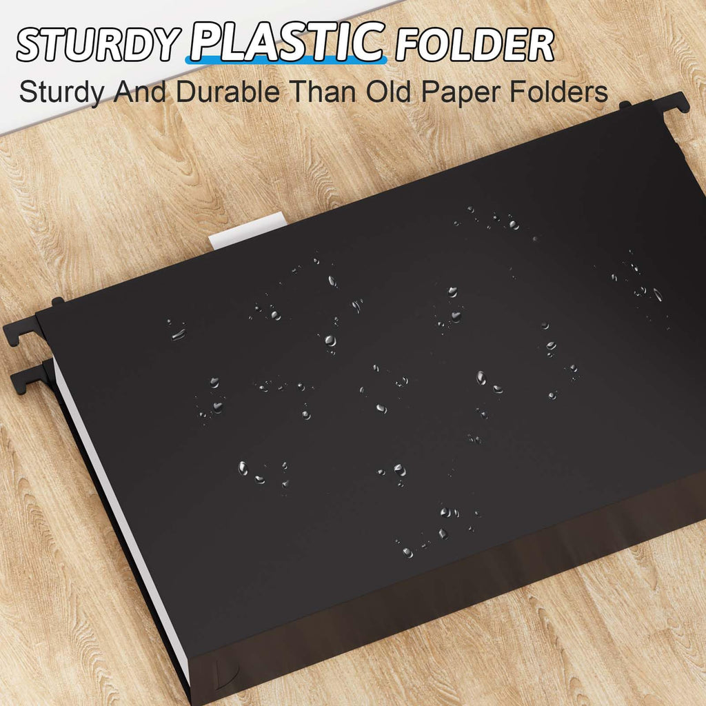 NORDUN Plastic Extra Capacity Legal Size Hanging File Folders,12 Pack Reinforced Legal Hanging Folders,Heavy Duty 2 Inch Expansion,Adjustable Tabs,Filing Cabinet Folders for Bulky Files (Black)