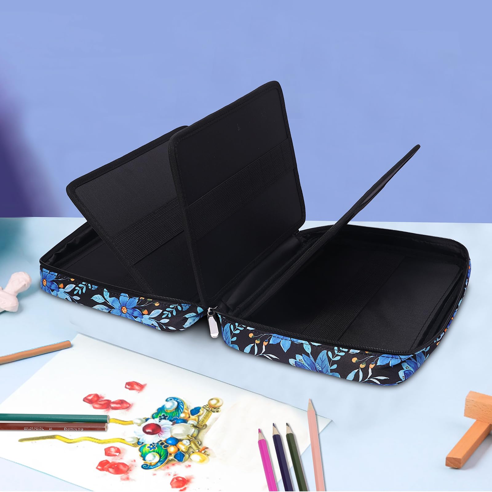 BOMKEE Colored Pencil Case 220 Slots Pencils/Gel Pens Organizer Waterproof Travel Case Zipper Carrying Portable Pencil Markers Pen Holder Bag for Painter Writers (Orchide)