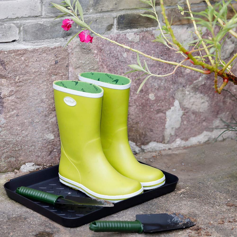 Boot Mat Tray,3 PCS Multi-Purpose 13.7" x 10.6" x 1.2" Floor Protection-Pet Bowls-Paint-Dog Bowls,Shoes, Pets, Garden - Mudroom, Entryway, Garage-Indoor and Outdoor Friendly (Black, 3Pack)