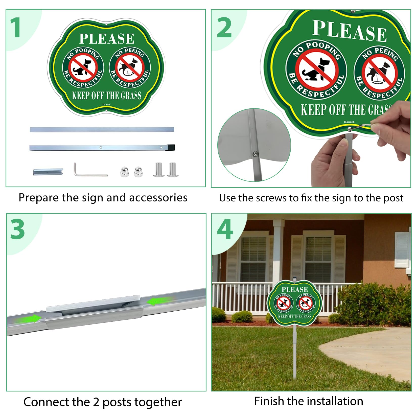 No Pooping Dog Signs with Stake, Keep off Grass Yard Sign,10x12 Inches Aluminum Metal Signs, Fade Resistant, Weatherproof, Indoor or Outdoor Use Classic （2 Pack）