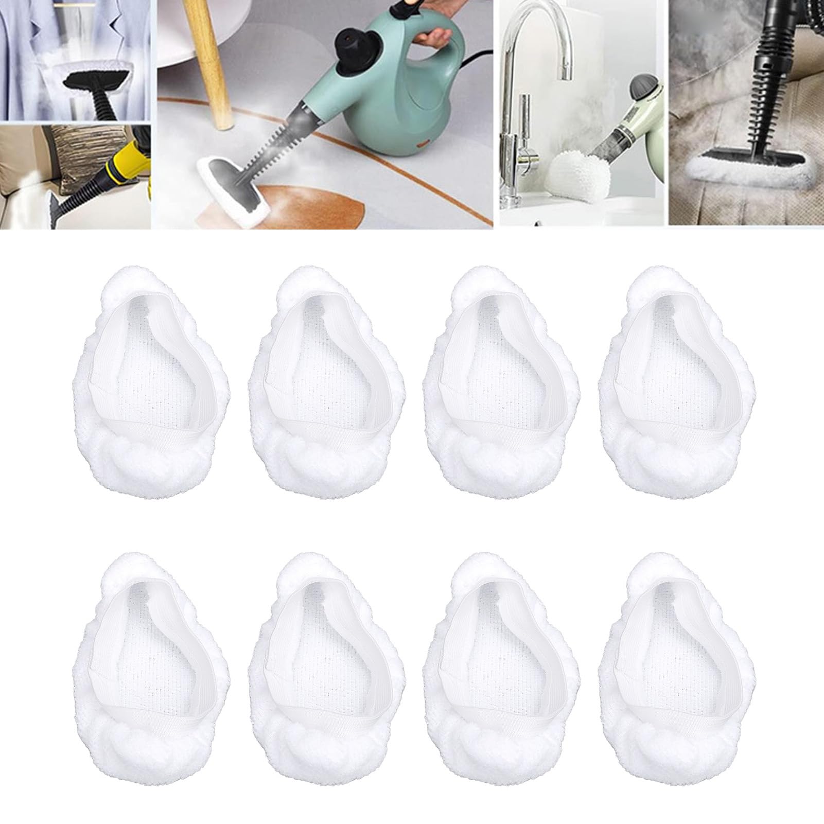 8-Pack Universal Steam Mop Pads - Reusable Microfiber Cloths for Handheld Steam Cleaners, Compatible with Black & Decker, Euroflex, Vapamore & More, Machine Washable