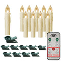 HANNAHONG 10 pcs LED Flamessless Taper Candles with Remote,Small Mini Flickering Wax,Battery Operated Window Clips Lights for Stick Candelabra,Wreath,Christmas Tree Decor