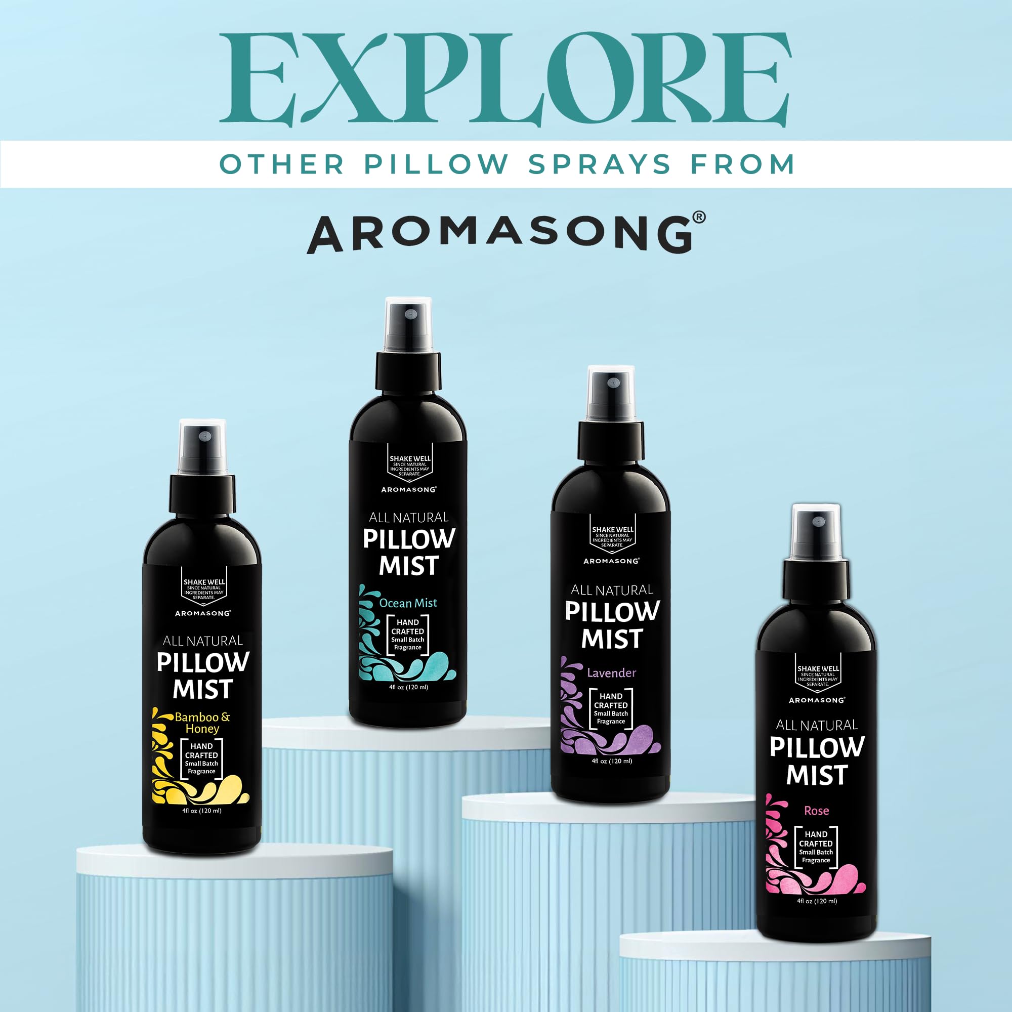 Aromasong Lavender Pillow Spray - All Natural Calming Linen & Bedtime Mist for Deep Sleep - Aromatherapy Botanical Essential Oils for Sleeping - for Relaxing Stress Fragrance Scent