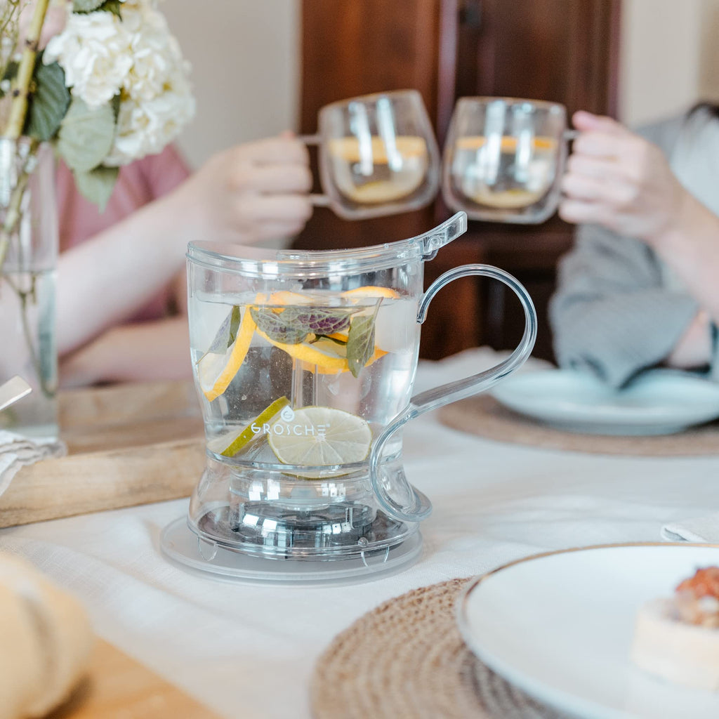GROSCHE Aberdeen Tea Infuser Teapot & Smart Tea Maker - BPA-Free, Drip-Free Design | Coaster | Easy Brew | Easy Clean Steeper - Ideal Herbal Tea Gift & Holiday Gifts for Tea Lovers, (17.7 oz - 525 ml)