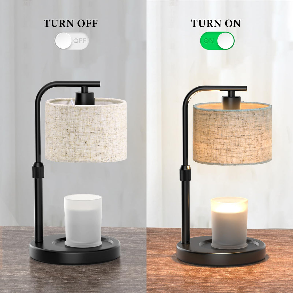 Spclsim Black Candle Warmer Lamp with Timer Dimmer, Adjustable Height Electric Candle Warmer Wax Heater with 2 Bulbs, Birthday Gifts for Mom Women Her, House Warming Gifts New Home