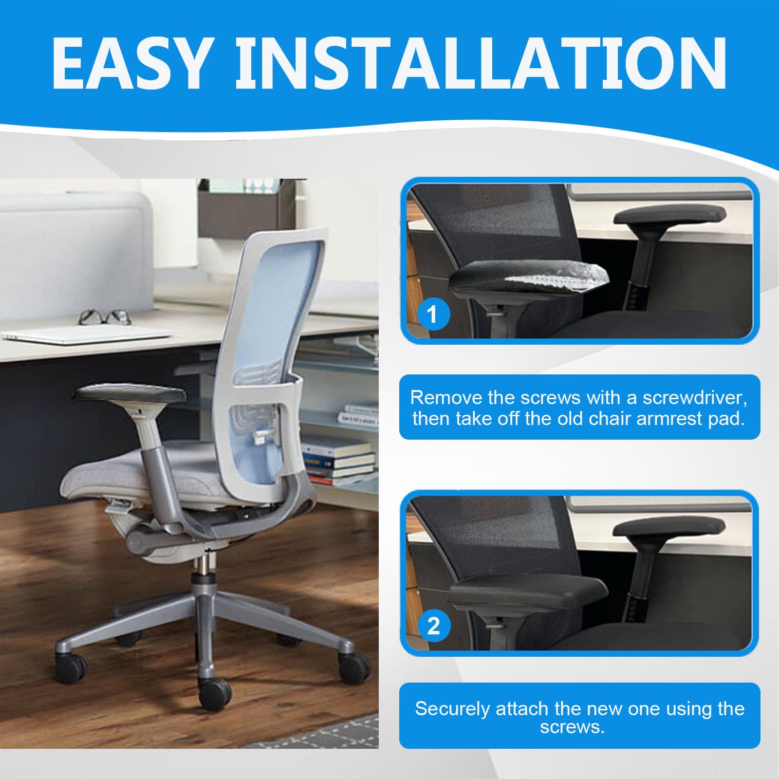 Arm Pads Caps Replacement, Chair Armrest Pads Compatible with Haworth Zody Office Chair 1 Pair (Black)
