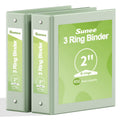 SUNEE 3 Ring Binder 2 Inch 2 Pack, Clear View Three Ring PVC-Free (Fit 8.5x11 Inches) for School or Office Supplies, Sage Green