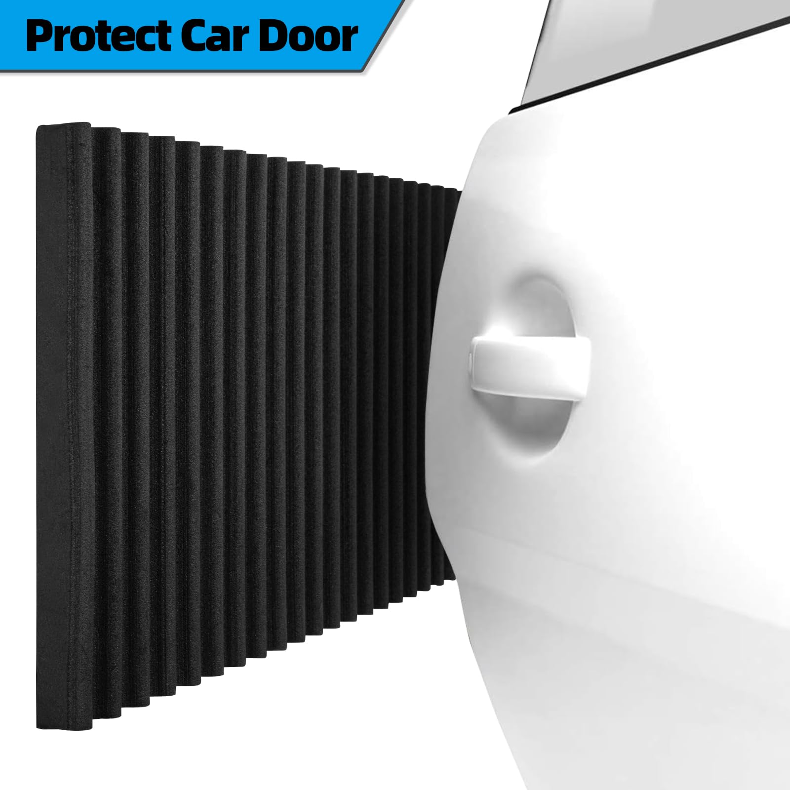 Spurtar Garage Wall Protector Thick Garage Parking Assist Car Door Edge Protector Car Door Protector Self-Adhesive Wavy Mat Anti-Collision EVA Foam Wall Padding, Black,79" x 8" x 5/8" (15 mm)