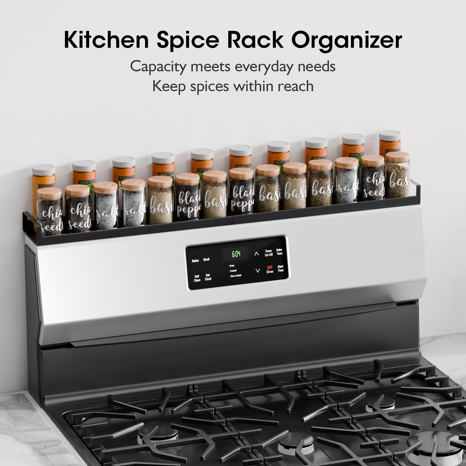 Bumusty Magnetic Shelf for Stove, Kitchen Shelf Magnetic Stove Top Shelf, 30" Expandable Over The Kitchen Organization for Flat Top Stove Only