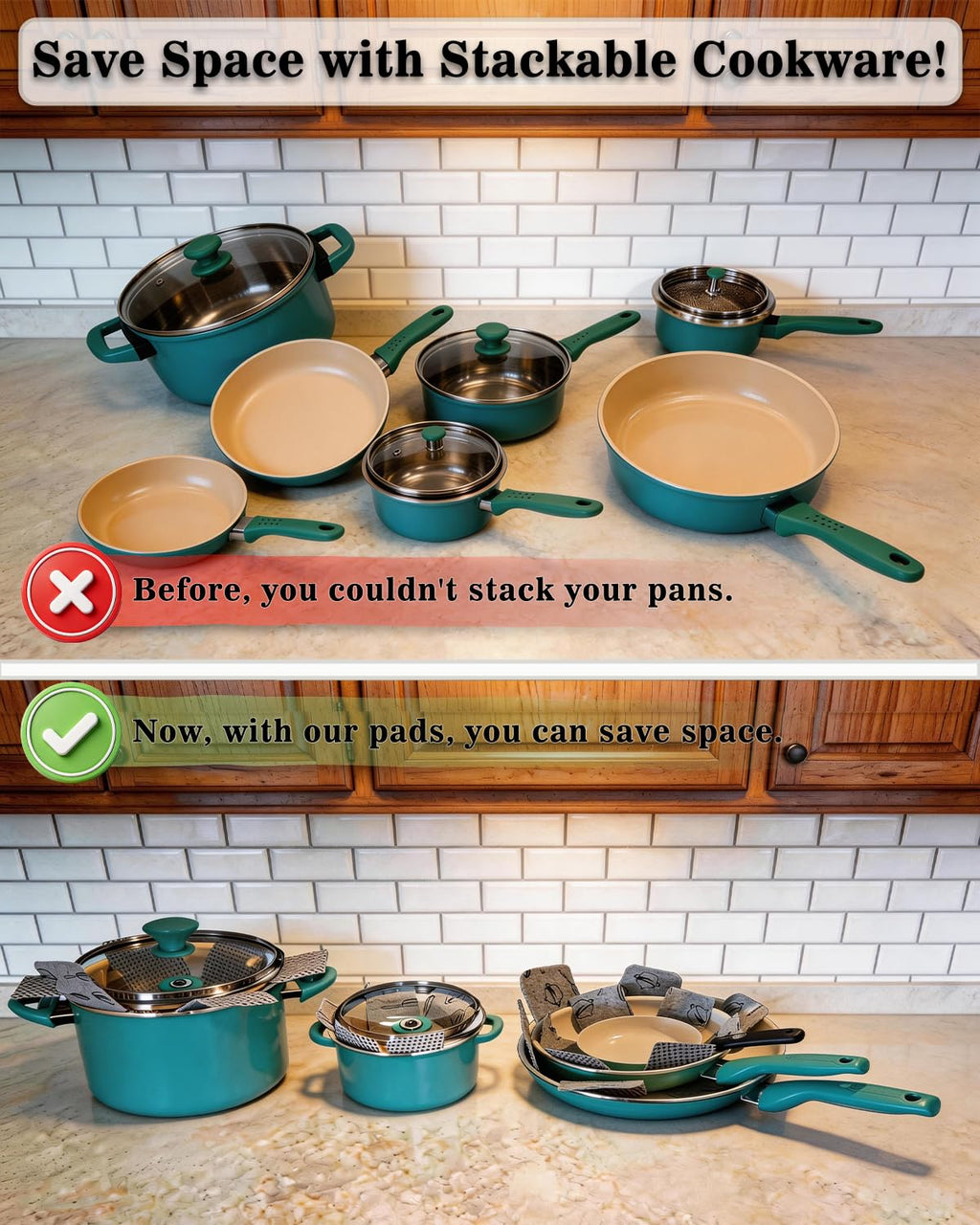 XUTONG Pot and Pan Protectors, Set of 12 and 3 Different Size, Cookware Protector Set/Pots and Pans Dividers/Pans Separator Anti-Slip to Avoid Scratching or Marring When Stacking