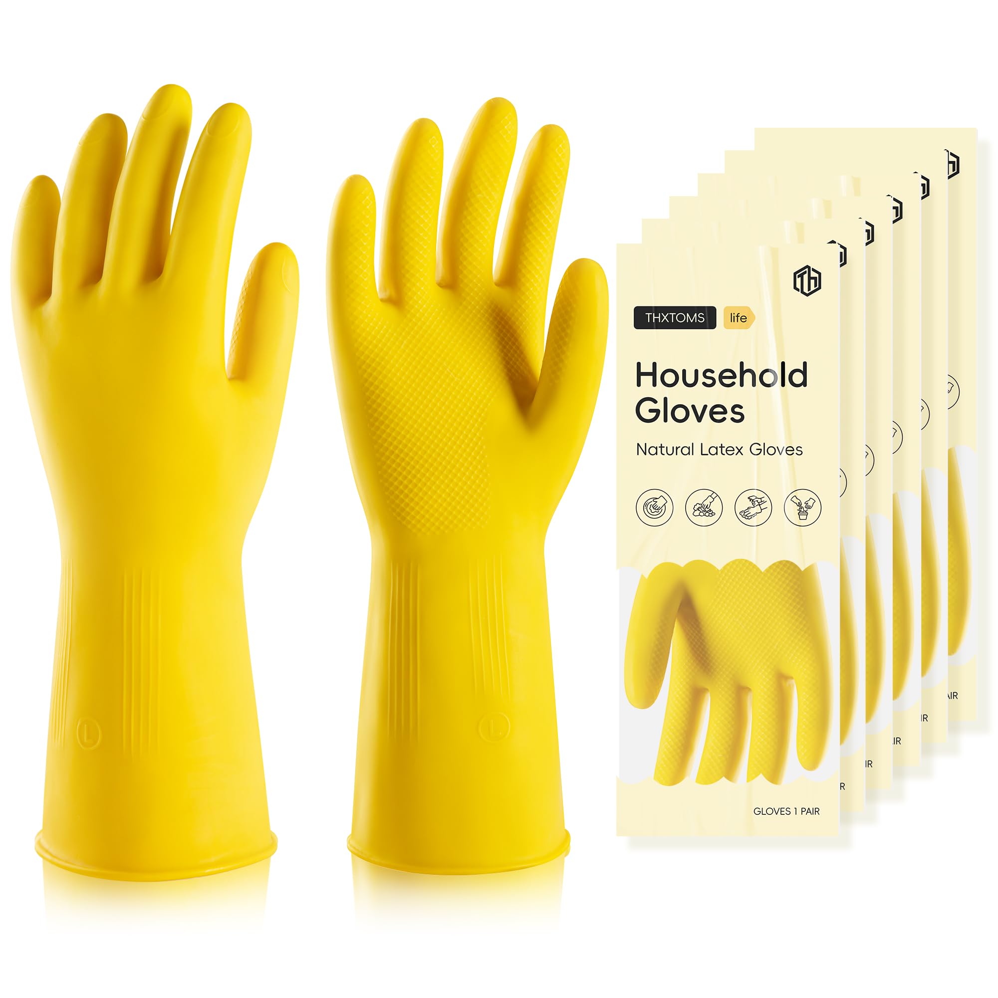 MNOPQ 10 Pairs Rubber Dishwashing Glove,Reusable Household Gloves,Cleaning Dish Gloves for Kitchen, Painting, Gardening, Pet Care,Extra Thickness, Long Sleeves,Non-Slip,XL