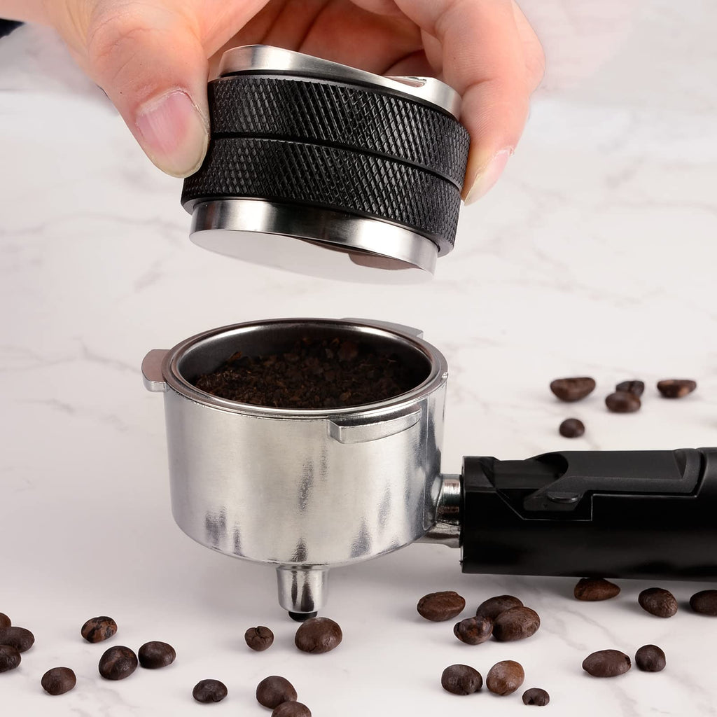 51mm Espresso Tamper, Coffee Distributor Adjustable Height, Coffee Leveler Fits with Two-in-one Double-Head and Flat-Bottom Three Leaf for Macaroons Espresso Coffee