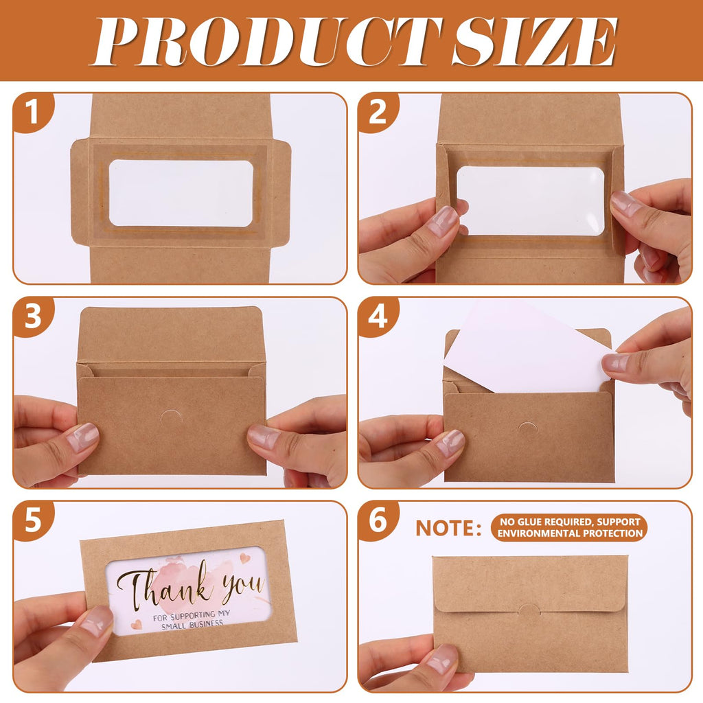GANGBARU 120 Packs Window Card Envelopes Bulk Small Kraft Color Favor Card Sleeve Blank Certificates (Kraft)
