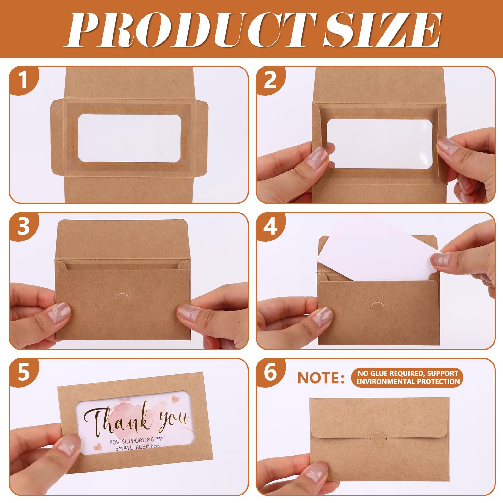 GANGBARU 120 Packs Window Card Envelopes Bulk Small Kraft Color Favor Card Sleeve Blank Certificates (Kraft)