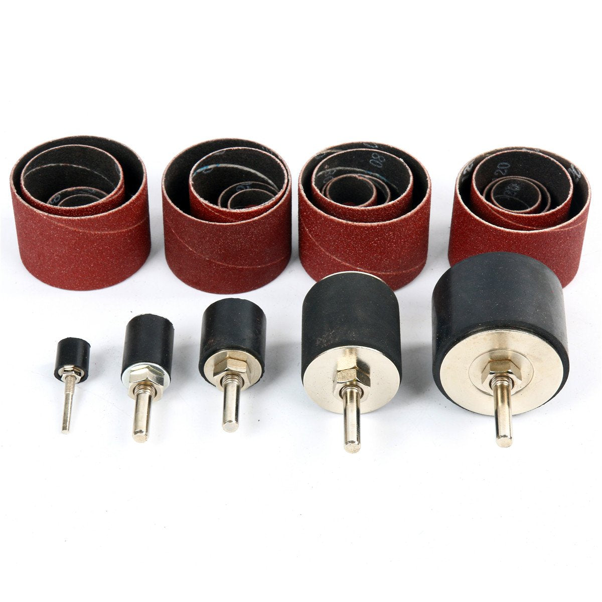 8MILELAKE 25 Pc Sanding Round Drum Set for Woodworking Drill Press Sander Sleeves Tool