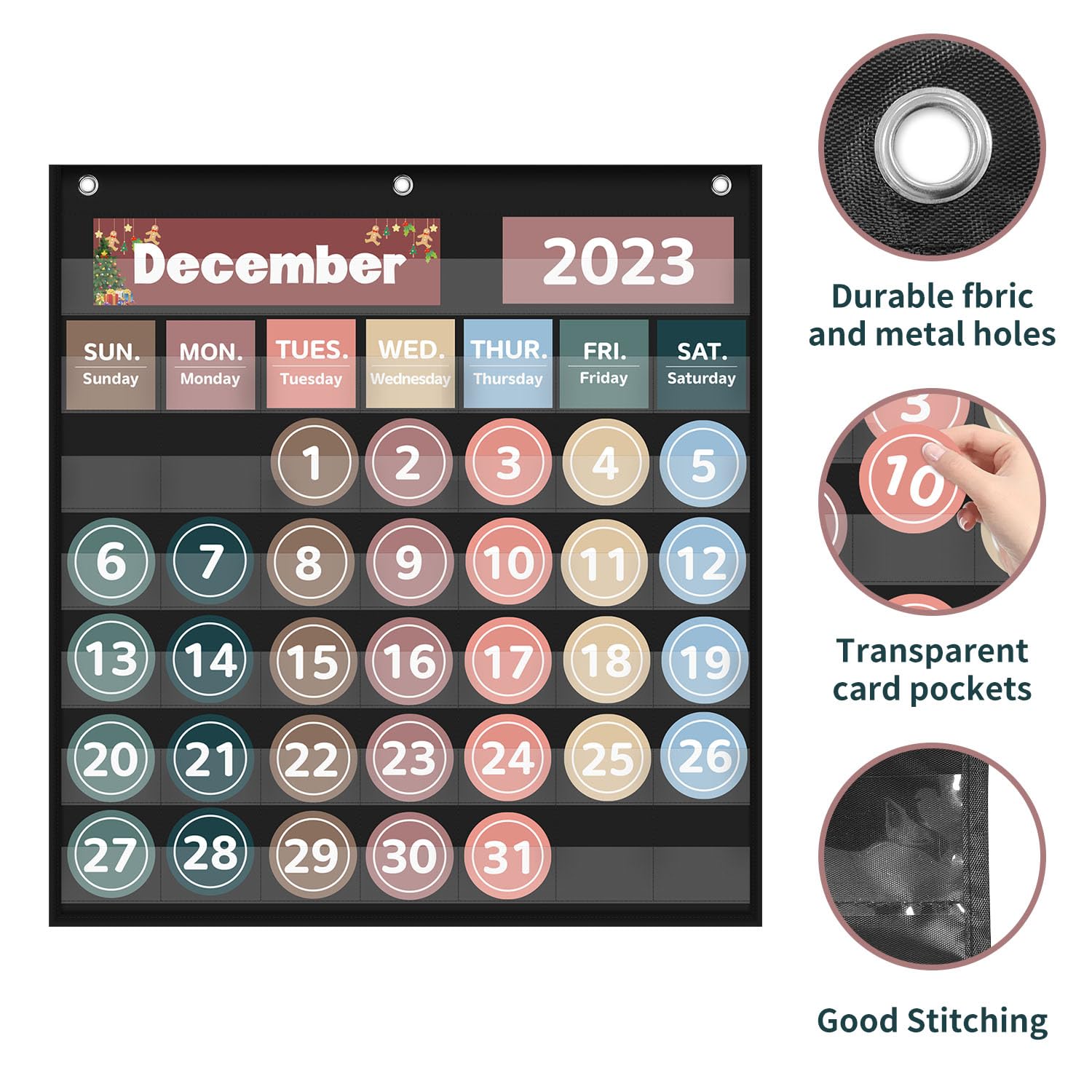 Boczif Monthly Calendar Pocket Chart for Classroom with 88 Cards, Printed Days of The Week and Reusable, Learning for Home or Kindergarten, Teacher Must Have Supplies That Fits Any School Décor