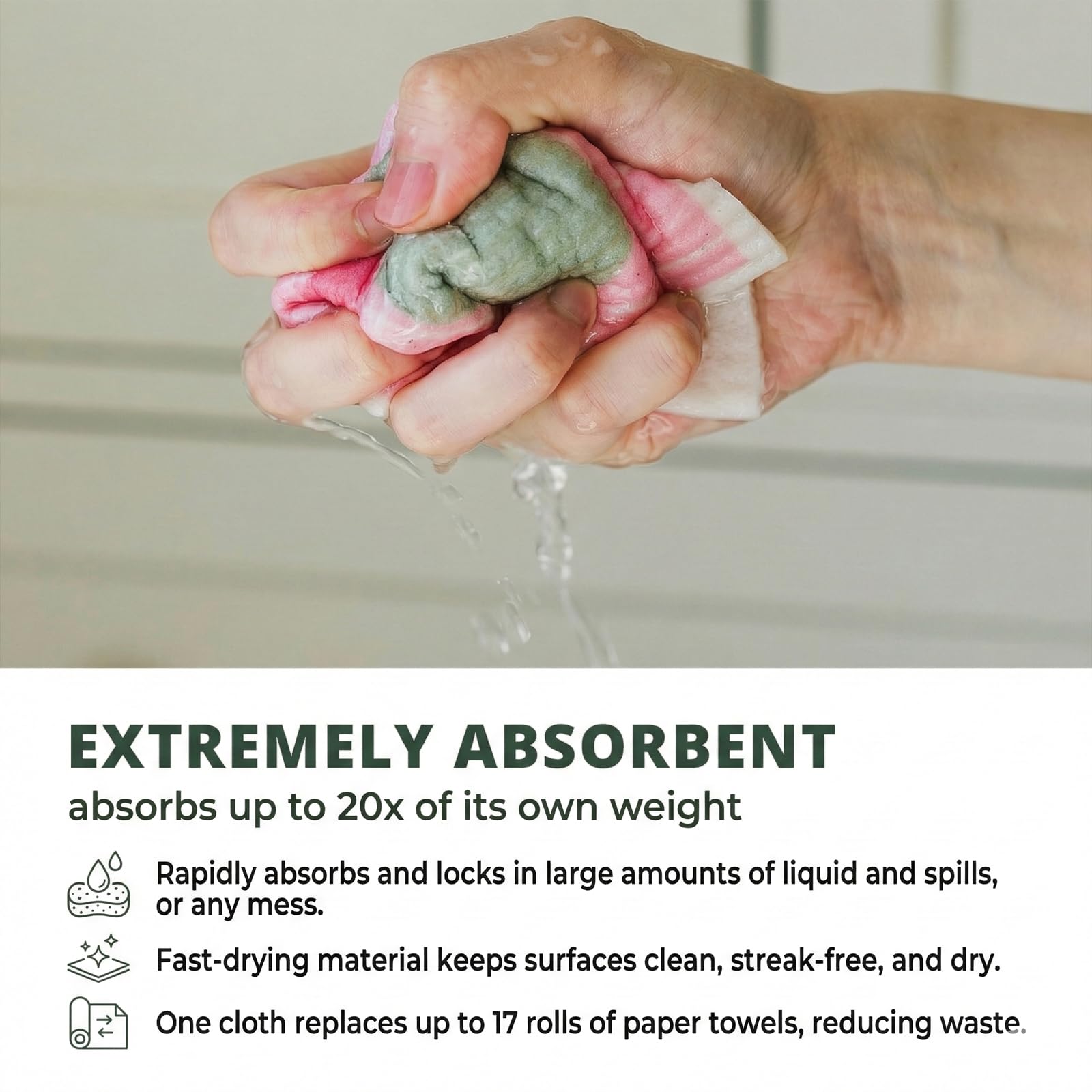 ReReem Swedish Dish Cloths – 6-Pack Reusable, Biodegradable Cellulose & Cotton Cleaning Towels – Plant Lover