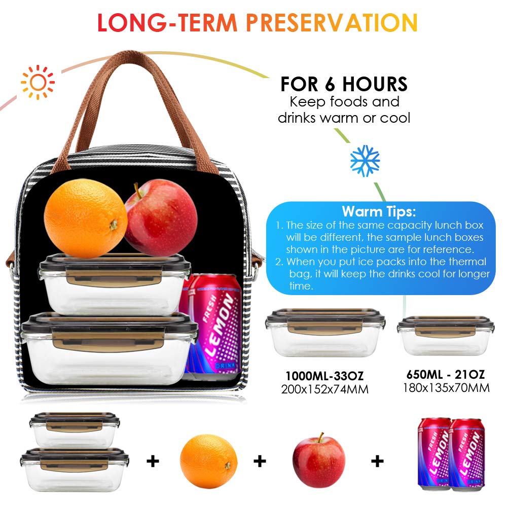 KATUMO Lunch Bag Insulated Tote Bag Reusable Lunch Box with Removable Shoulder Strap Thermal Cooler Bag for Kids and Adult, Ideal for Work/School/Outdoor Activity