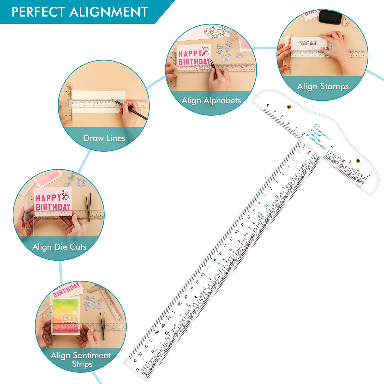 CYFUN DESIGN 12" 6" Acrylic T-Square Ruler, 3 Pack, Transparent, T Ruler, for Crafting Drafting and General Layout Work Art Framing & Drafting Scrapbooking Crafting