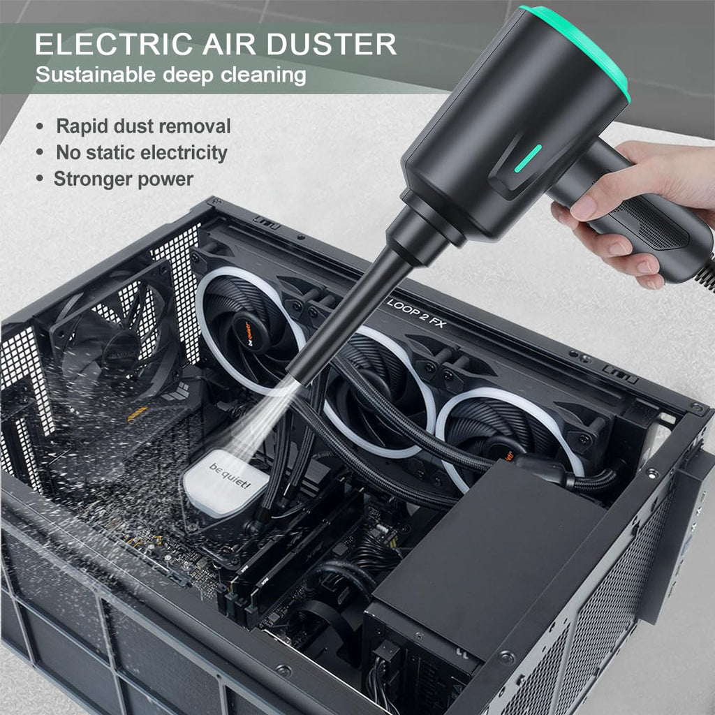 Meudeen Air Duster - Compressed Air - 5.74 oz High Power Cleaning for Computer - PC - 2 Gear Air Blower (Green)