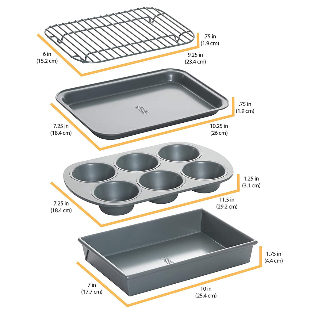 Chicago Metallic 8044 Non-Stick Toaster Oven Set, 4-Piece