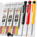 Nicpro 3 Pack Carpenter Pencil with Sharpener, Mechanical Carpenter Pencils with 39 Refills, Deep Hole Marker Construction Heavy Duty Woodworking Pencils for Architect (Red, Black, Yellow)- With Case