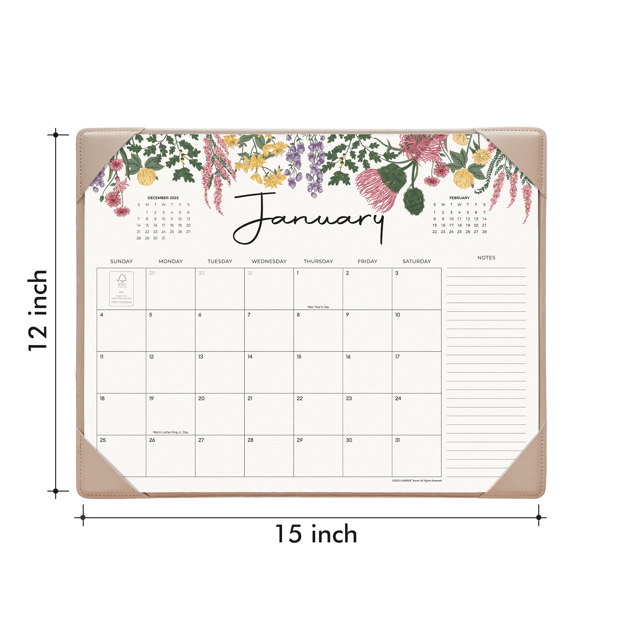 Cabbrix Desk Calendar 2026 with Desktop Mat, Desk Pad Calendar 15"x 12" From January 2026 to June 2027, Desk Calendar for Home Office and School, Easy Planning, Apricot