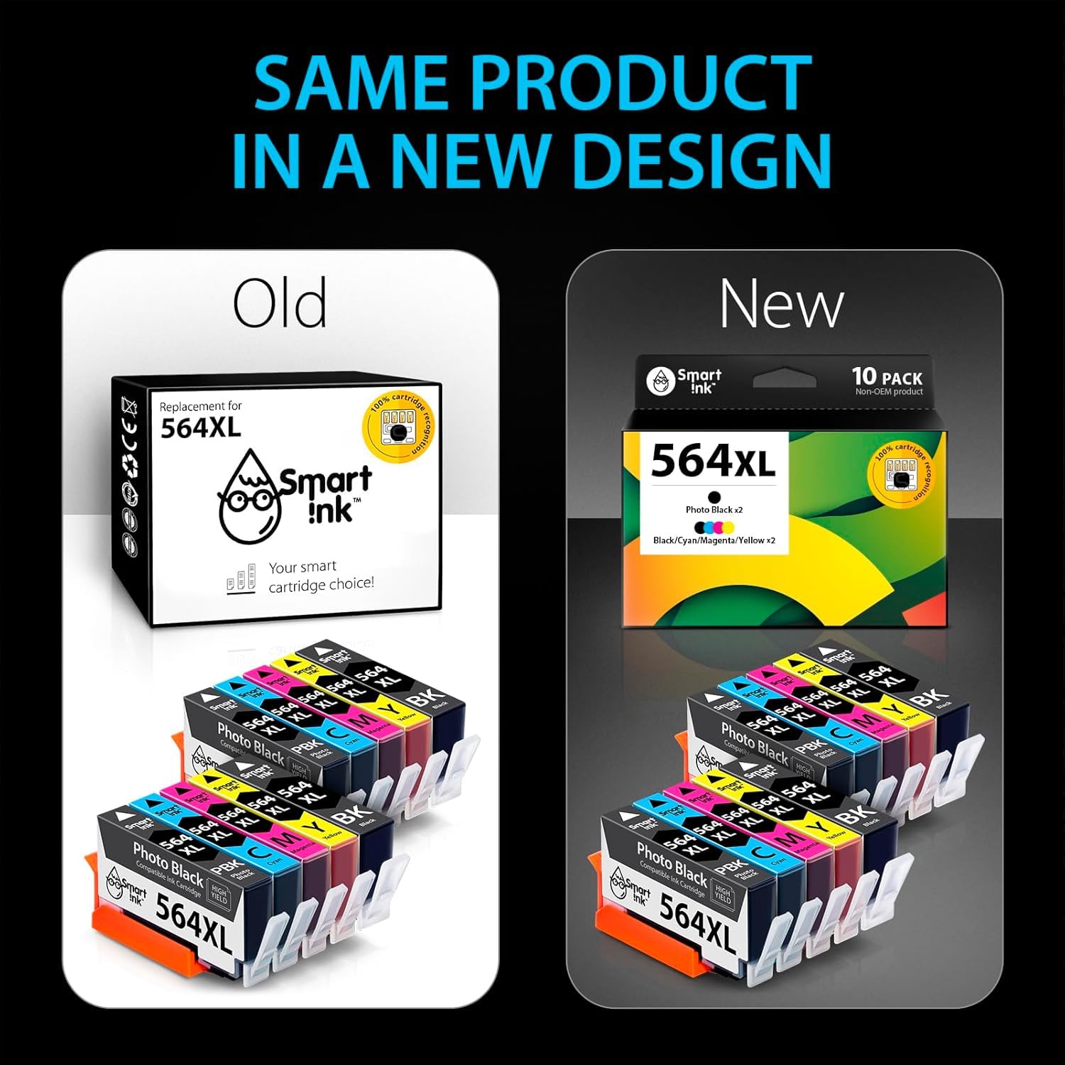 Smart Ink Compatible Ink Cartridge Replacement for HP 564 XL 564XL High Yield 10 Combo Pack (2 Black, 2PBK & 2 C/M/Y) for Photosmart 6525 6520 7520 5520 7510 5510 7525 DeskJet 3520 3522