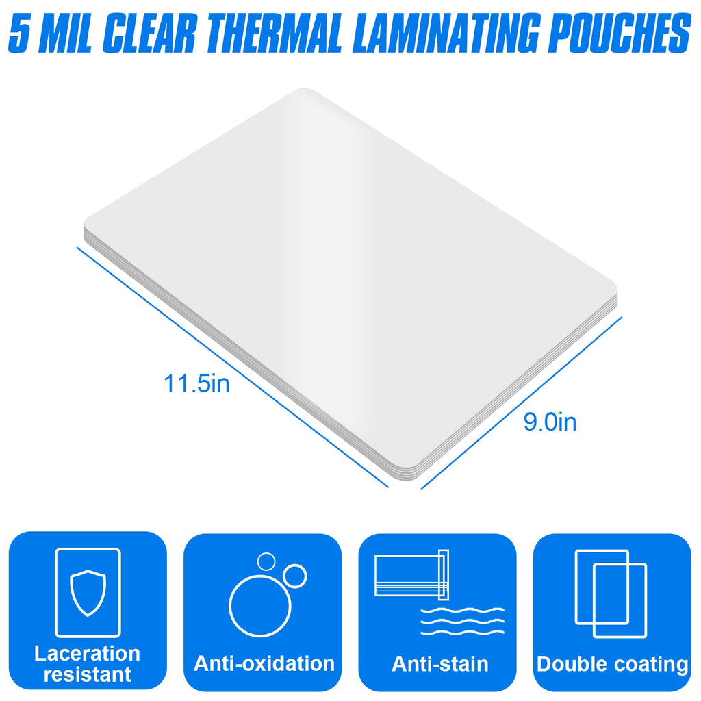 HERKKA 200 Pack Laminating Sheets, Holds 8.5 x 11 Inch Sheets, 5 Mil Clear Thermal Laminating Pouches 9 x 11.5 Inch Lamination Sheet Paper for Laminator, Round Corner Letter Size