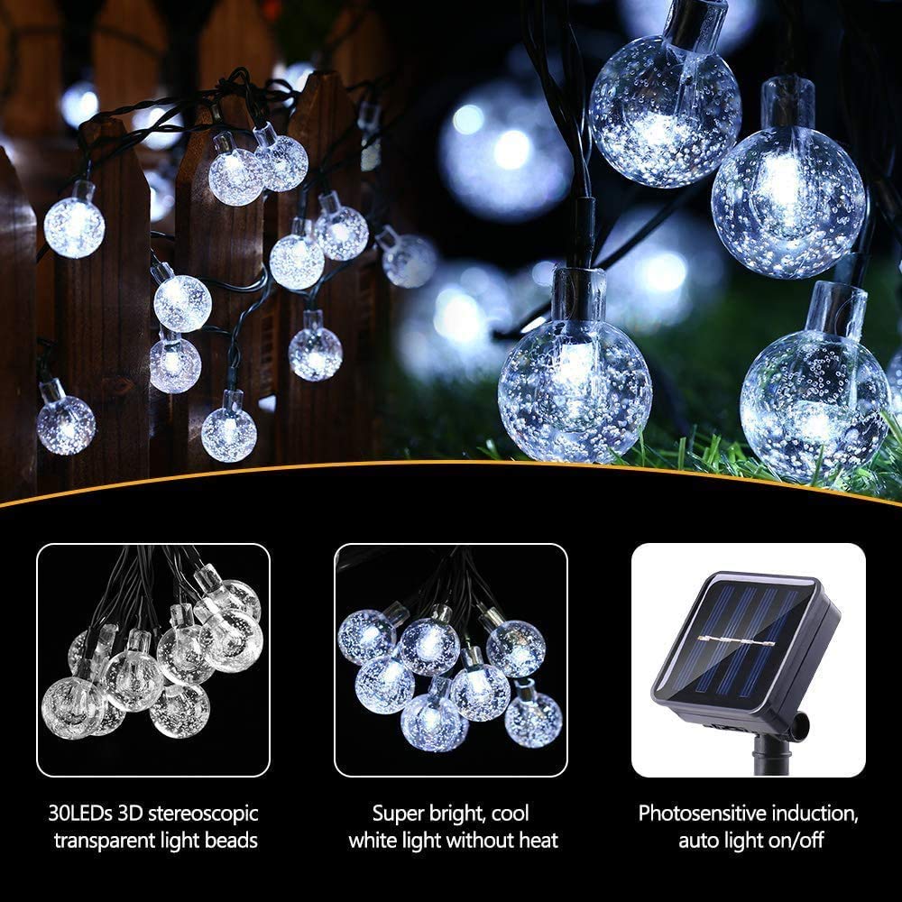 LYHOPE Solar String Lights Outdoor, 2 Pack Total 71ft 120 LED Solar Patio Lights Waterproof, 8 Modes Solar Outdoor Lights Globe Lights for Garden Yard Patio Gazebo Decorations (Cool White)