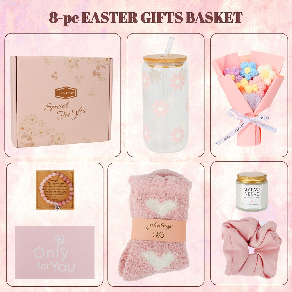 TIAN DIAN Gift Baskets for Women, Gifts for Women, Mom, Wife, Girlfriend, Sister, Her - Happy Birthday, Christmas, Valentine's Day, Mothers Day Gifts (Pink)
