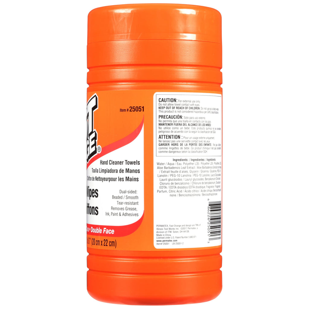 Fast Orange 25051 White Hand Cleaner Wipes Bucket, 72 Wipes, 1