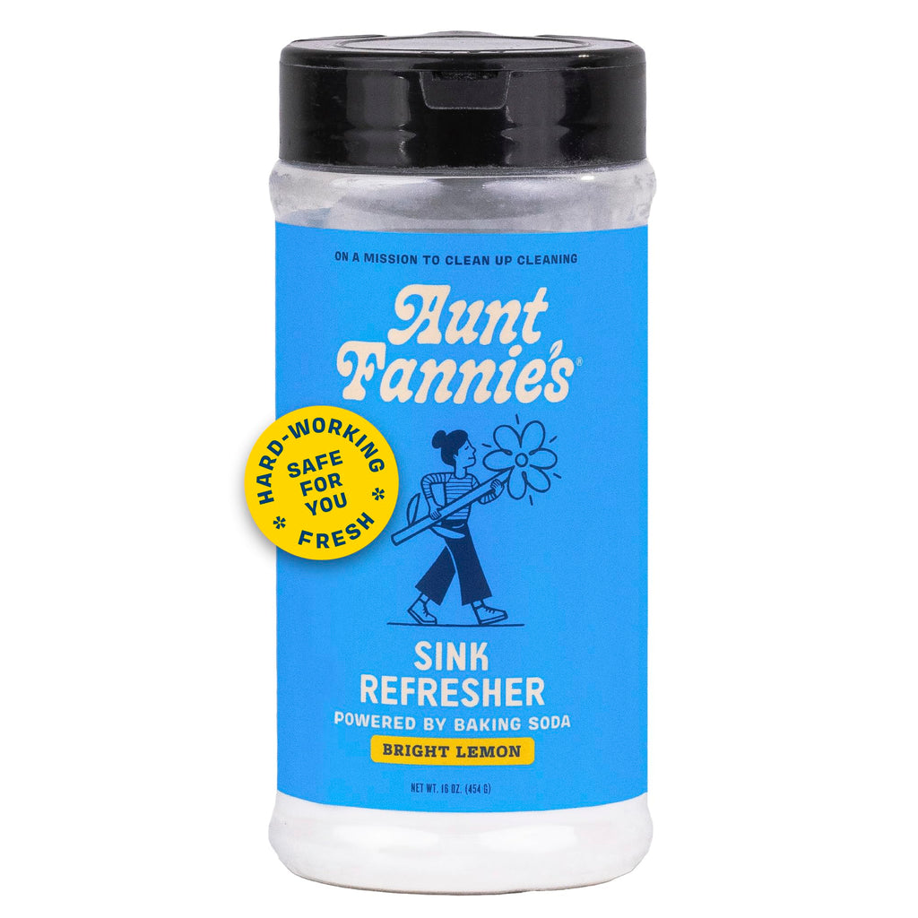Aunt Fannie's Sink Refresher, Bright Lemon Powder Scrub and Odor Minimizer for Sinks, Drains and Garbage Disposals, 16 Ounces (Pack of 1)