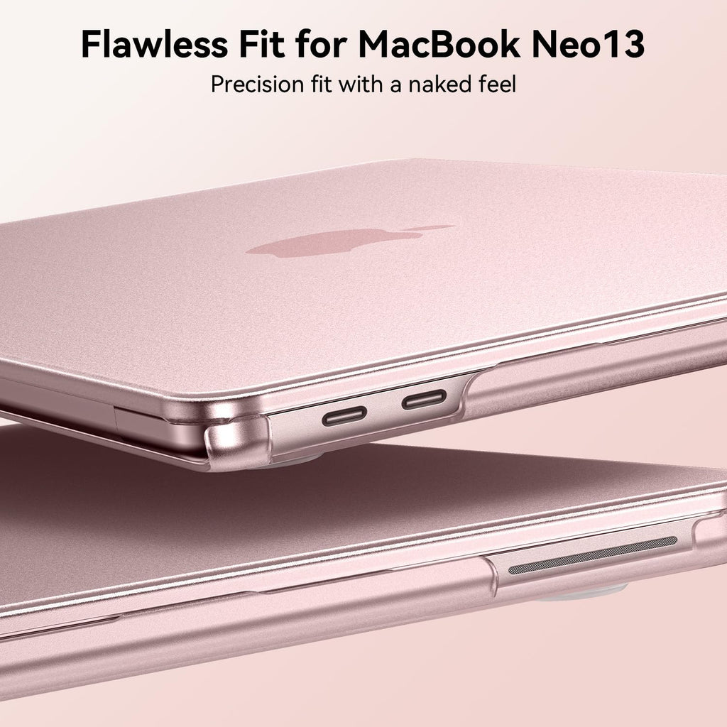 EooCoo for MacBook Neo Case 13 inch 2026 A3404, 100% Match Official Color, Anti-Fingerprint & Scratch Sturdy Protective Hard Shell with Keyboard Cover, Laptop Accessories, Matte Blush Pink