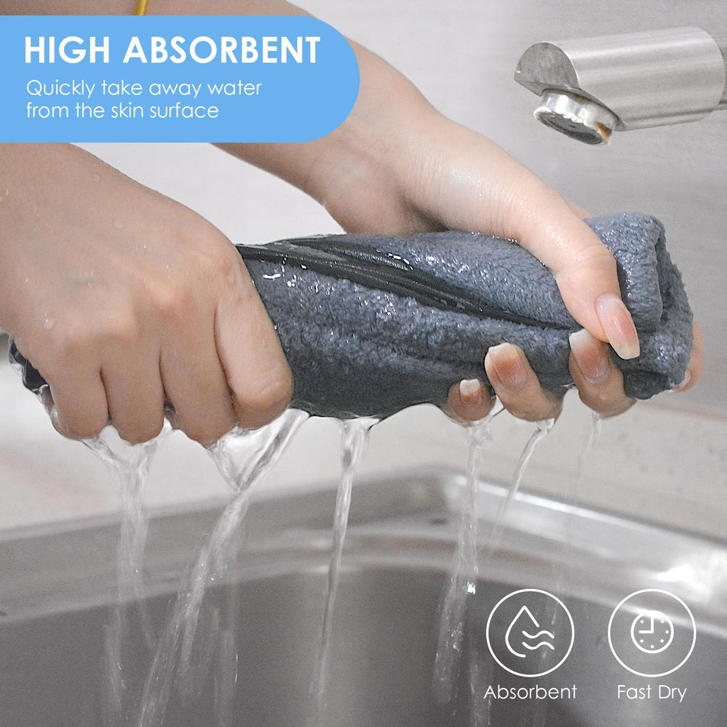 VIVOTE Microfibre Guest Towels, Super Soft and Absorbent Towel, Microfibre Hanging Towel for Kitchen and Bathroom, Dry Hand Towels, 40 x 40 cm, Guest Towel, Kitchen Towels, Pack of 2, Grey