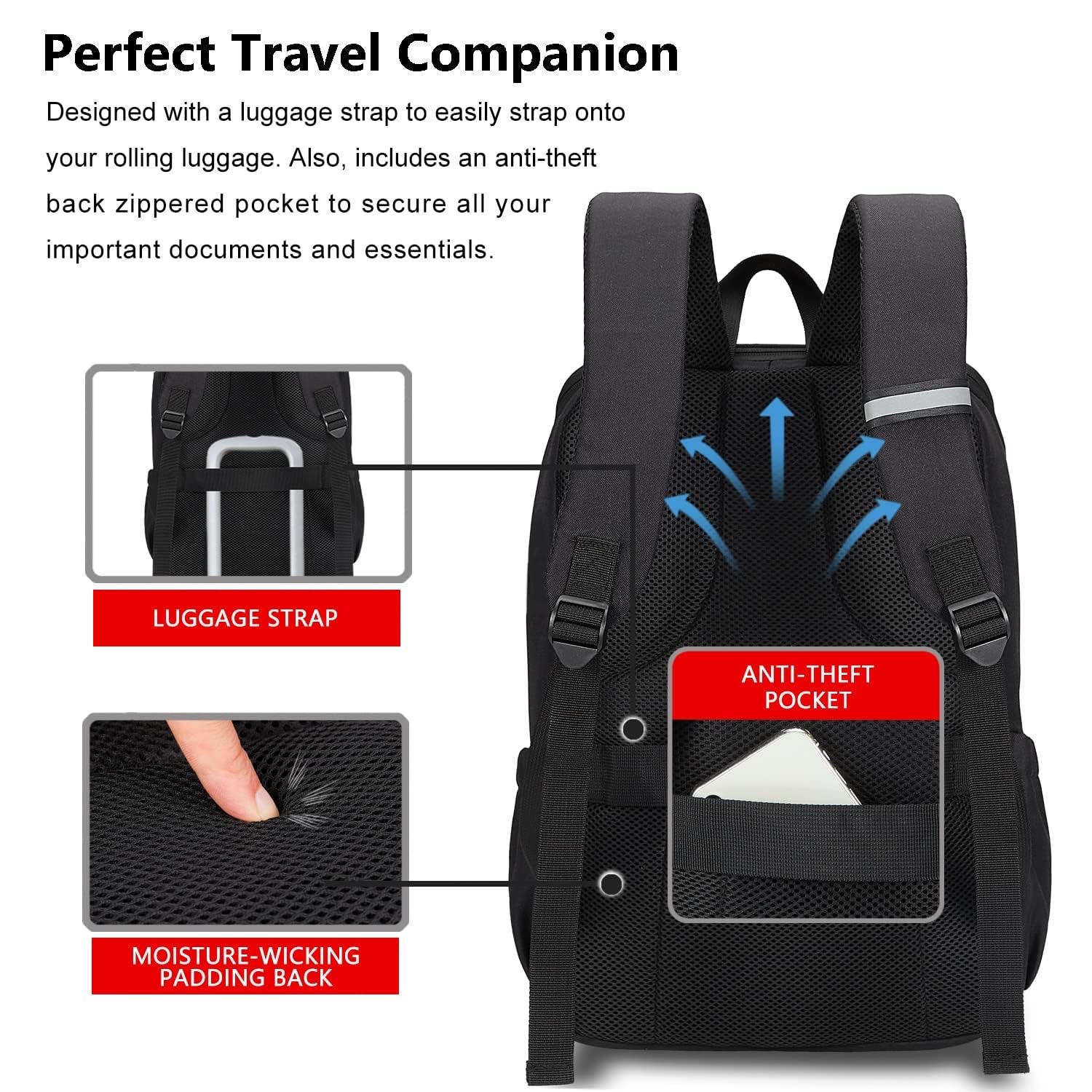 Deep Storage Laptop Backpack with USB Charging Port[Water Resistant] College School Computer Bookbag Fits 15.6 Inch Laptop