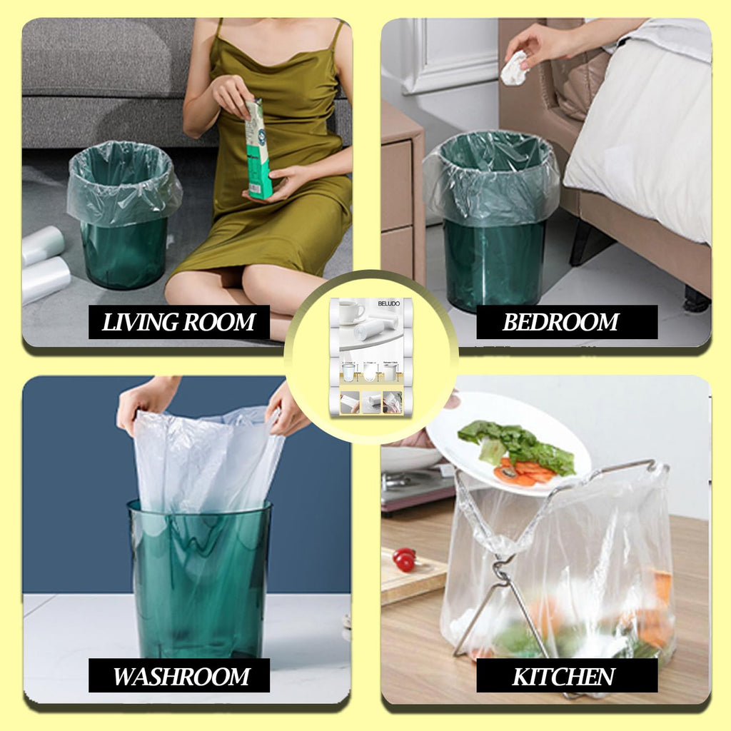 Clear Garbage Bags 220 Count 4 Gallon, Small Waste Basket Trash Bags for Bathroom, Kitchen, Bedroom, 5 Gallon Garbage Bags Unscented Can 15 Liters