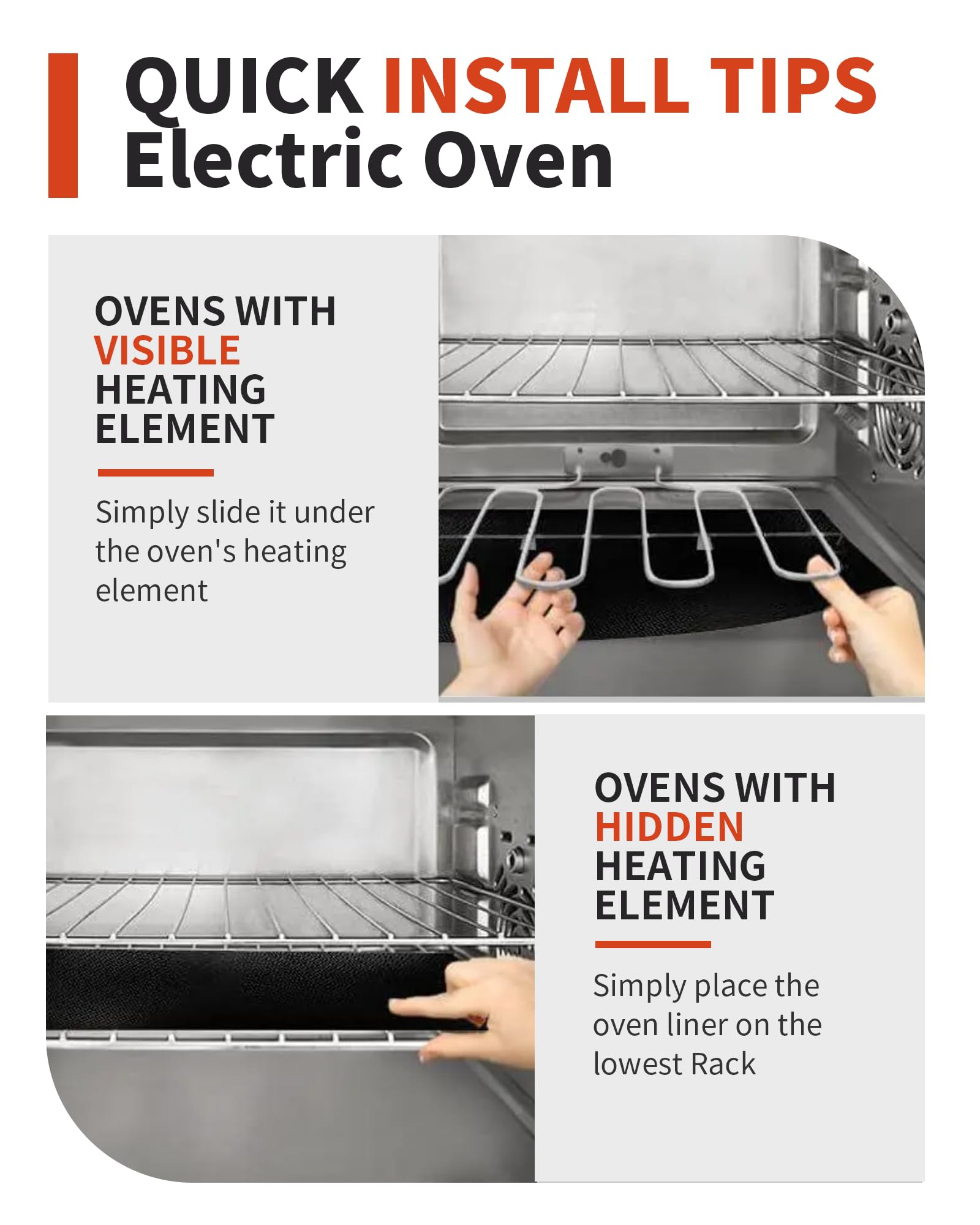4 Pack Oven Liners for Bottom of Oven, 17x25 Large Heavy Duty Non-Stick Reusable Oven Mat for Electric, Gas, Toaster & Convection Ovens - BPA & PFOA Free, Dishwasher Safe, Kitchen Essentials,Black