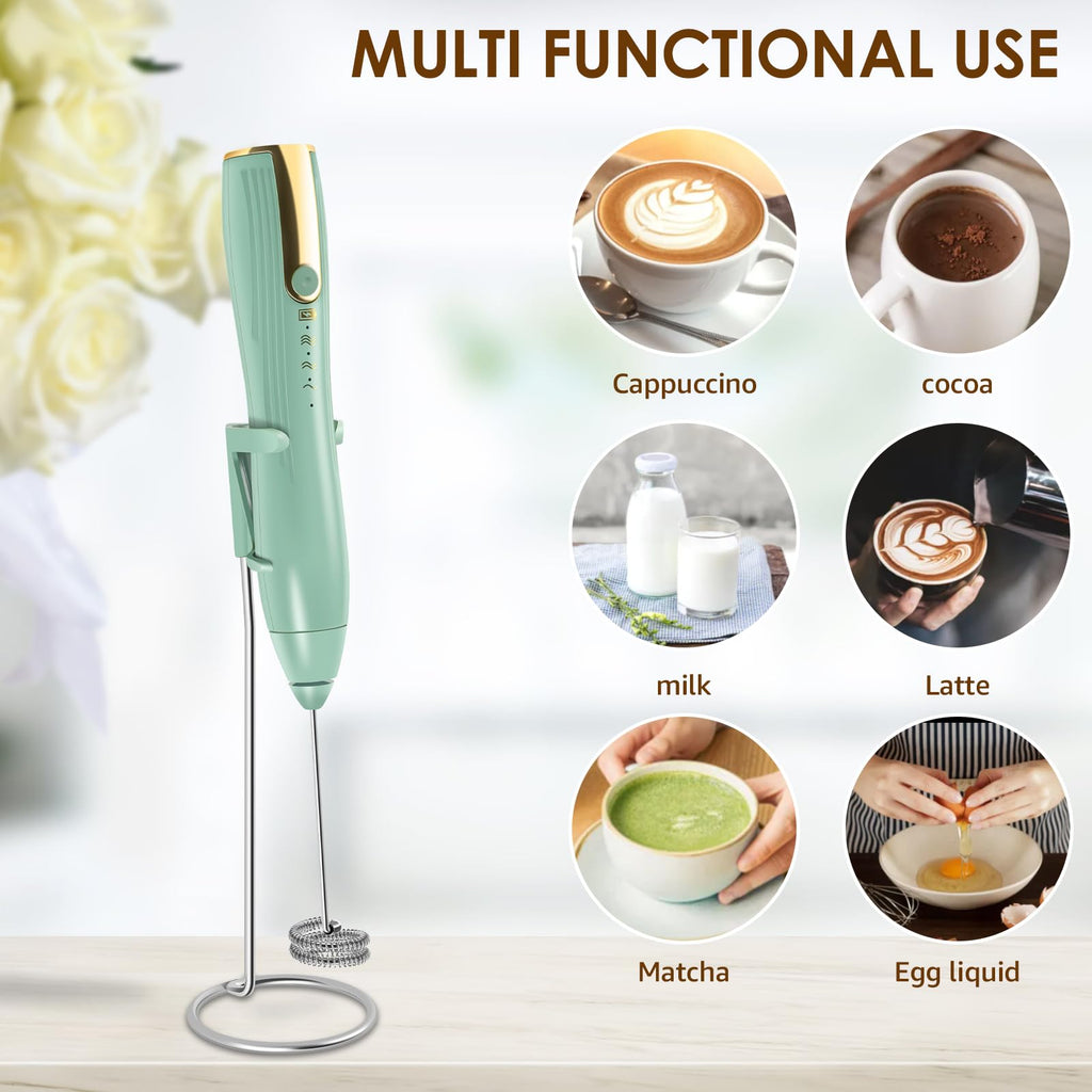 Abizarch Powerful Handheld Milk Frother, Whisk Drink Mixer, Rechargeable Electric Foam Maker, Coffee Frother, Hand Blender, for Latte Cappuccino, Frappe, Matcha Maker
