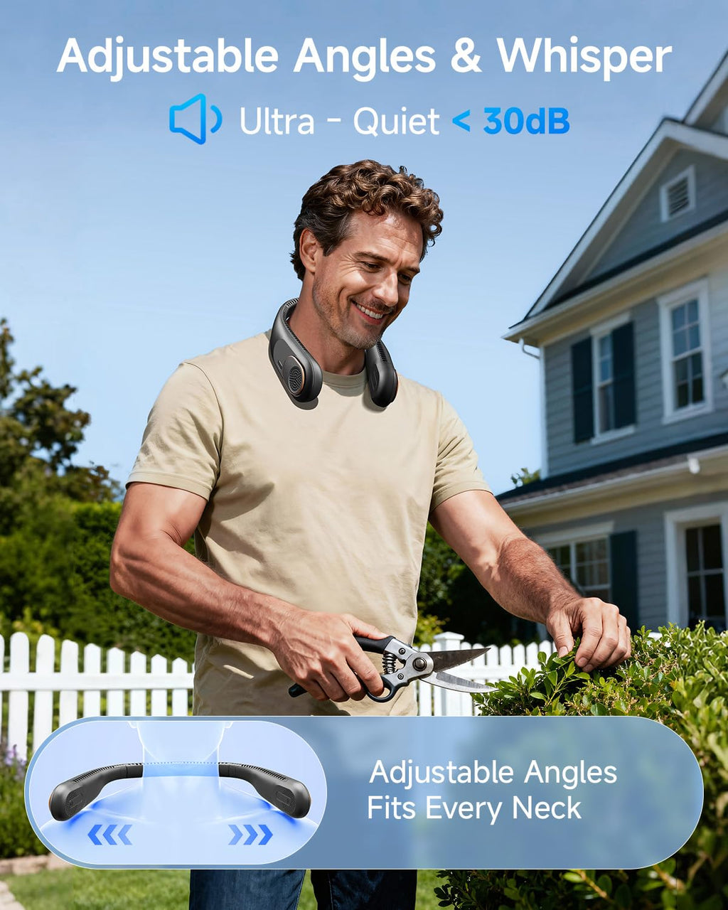 SWEETFULL Neck Fan, Portable Rechargeable Personal Fans,3 Speed Strong Air 4000mAh USB Rechargeable Wearable Fan for Travel, Birthday Gifts for Men, Women, Mom, and Dad
